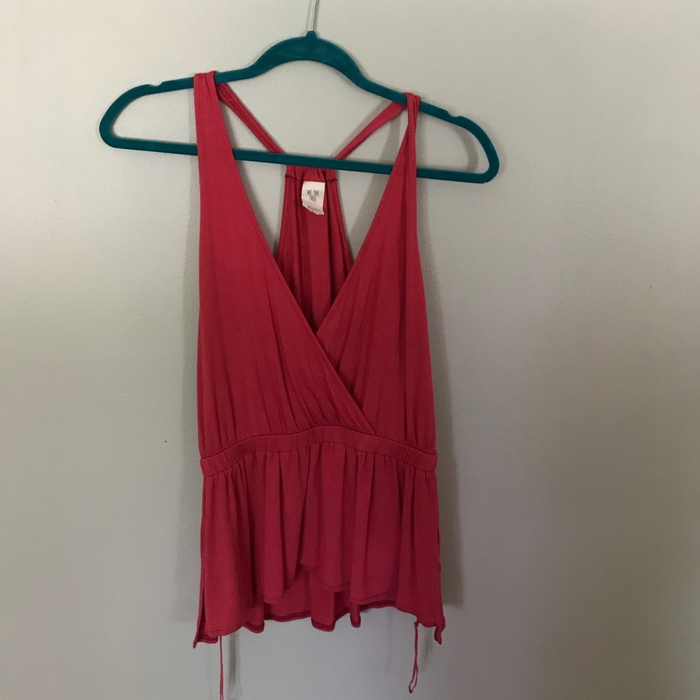 Free People Pink Surplice Tank Top